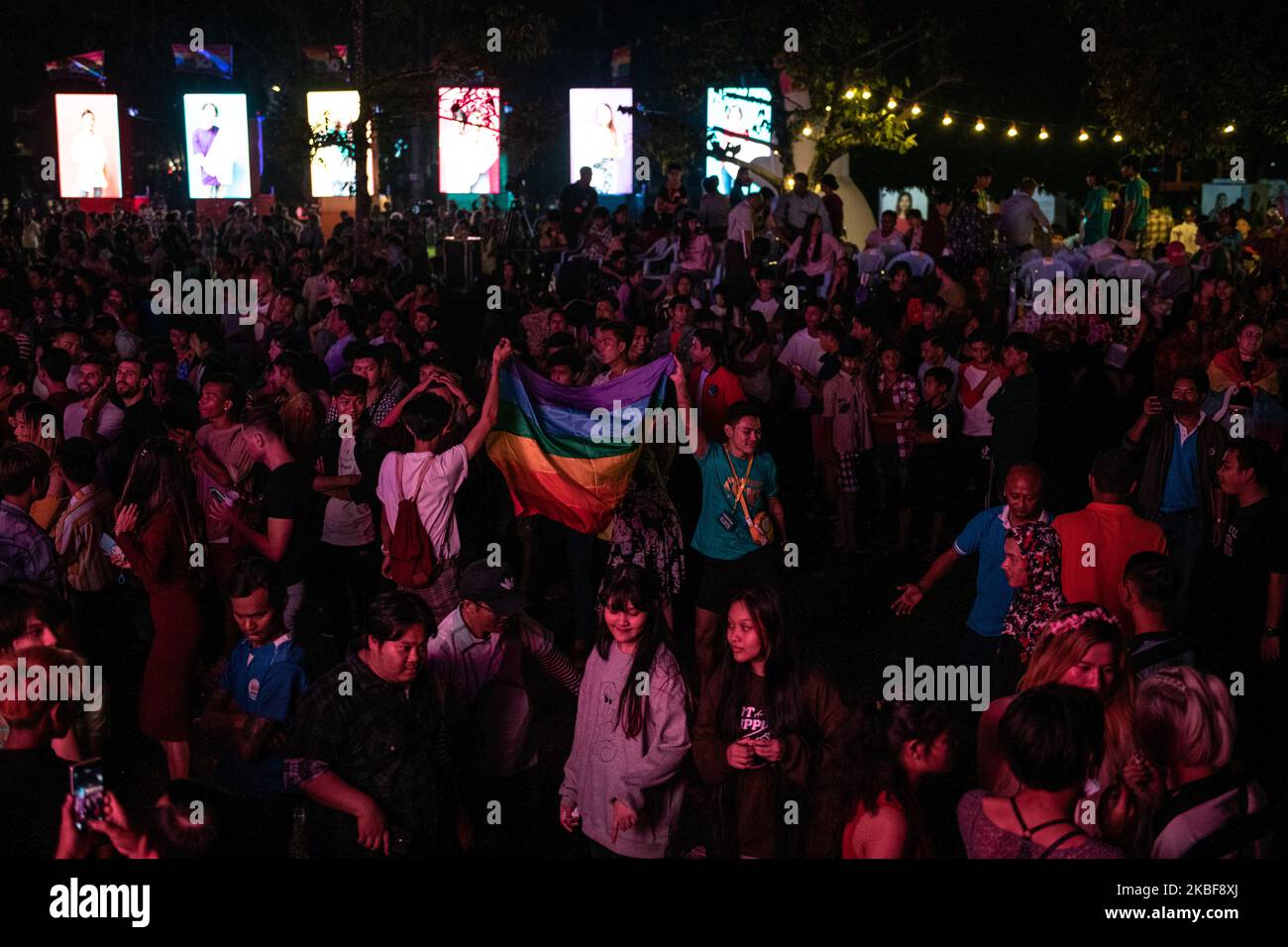 People take part in the ”&Proud' LGBT festival in Yangon, Myanmar on 24 January, 2020. (Photo by Shwe Paw Mya Tin/NurPhoto) Stock Photo
