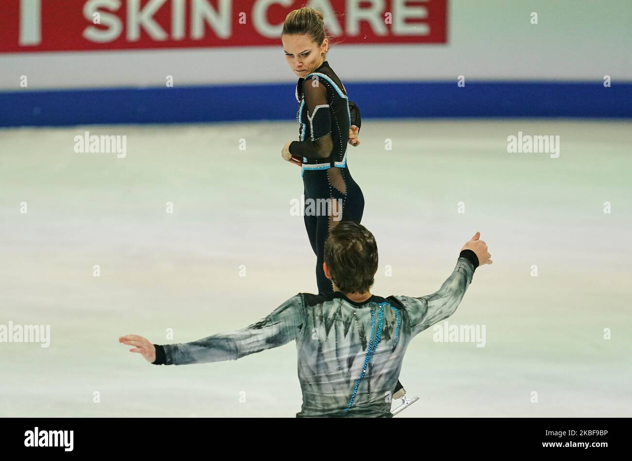 Daria Pavliuchenko and Denis Khodykin of Russia in action during Pairs Free Skating at ISU European Figure Skating Championships in Steiermarkhalle, Graz, Austria on January 24, 2020. (Photo by Ulrik Pedersen/NurPhoto) Stock Photo