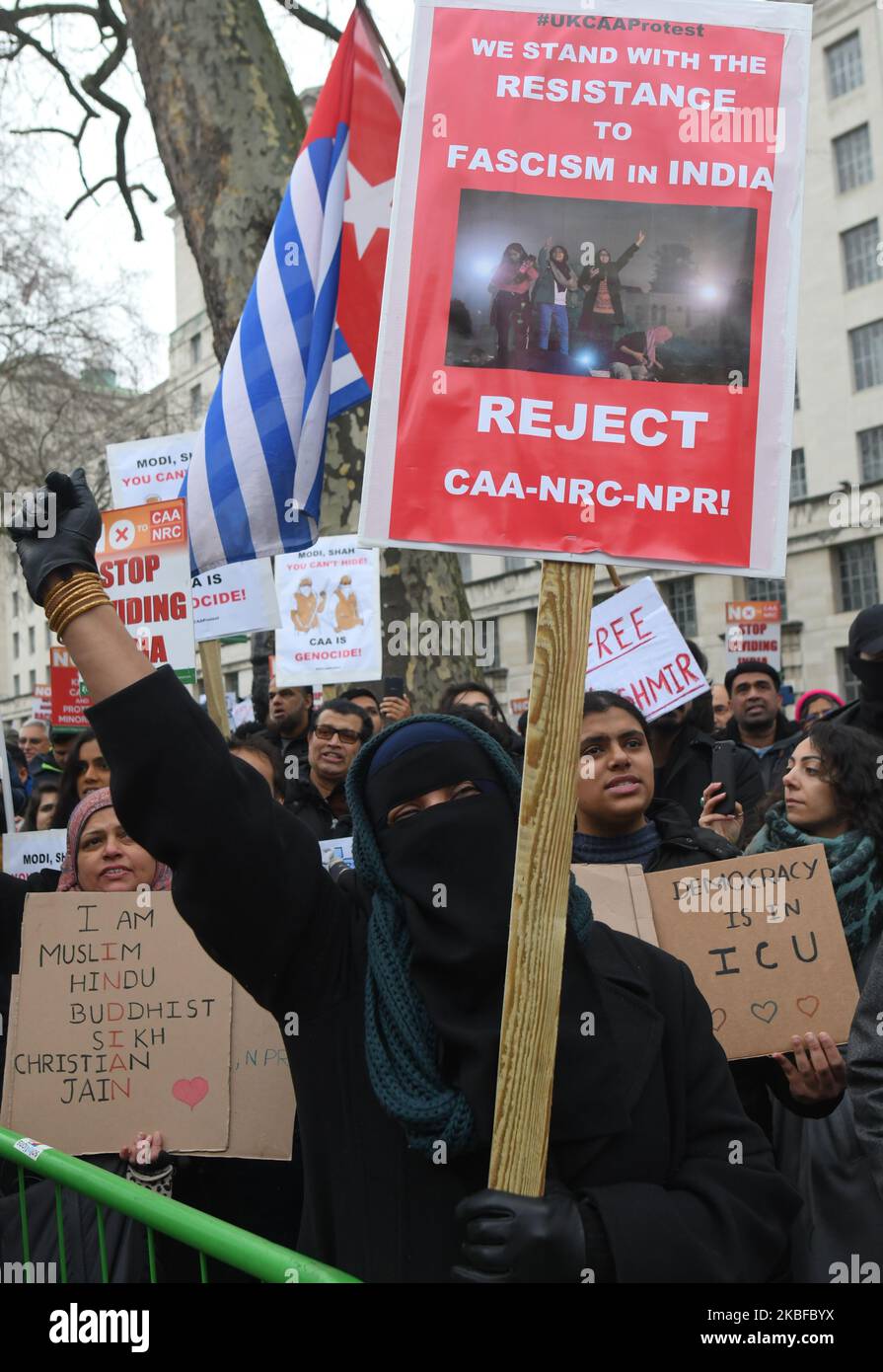 Activists during the Protest Against Modi's Fascism in India, seen ...
