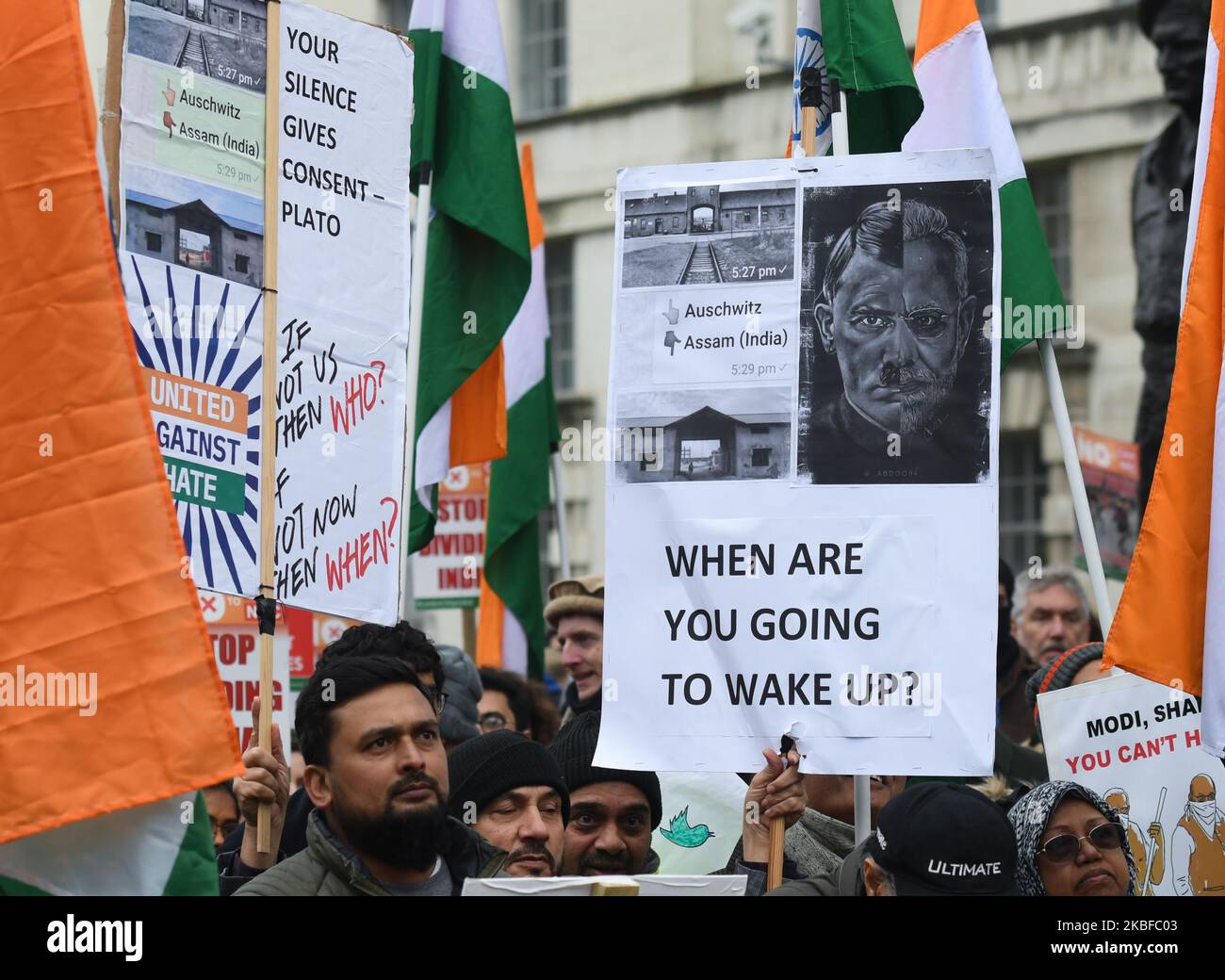 Activists during the Protest Against Modi's Fascism in India, seen ...