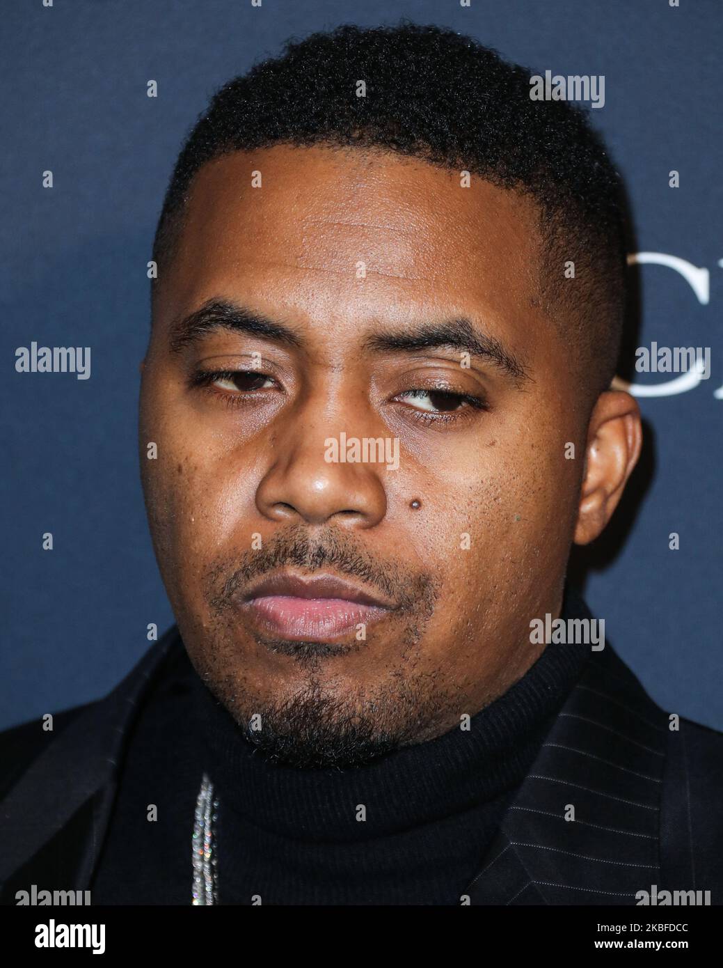 BEVERLY HILLS, LOS ANGELES, CALIFORNIA, USA - JANUARY 25: Nas arrives at The Recording Academy And Clive Davis' 2020 Pre-GRAMMY Gala held at The Beverly Hilton Hotel on January 25, 2020 in Beverly Hills, Los Angeles, California, United States. (Photo by Xavier Collin/Image Press Agency/NurPhoto) Stock Photo