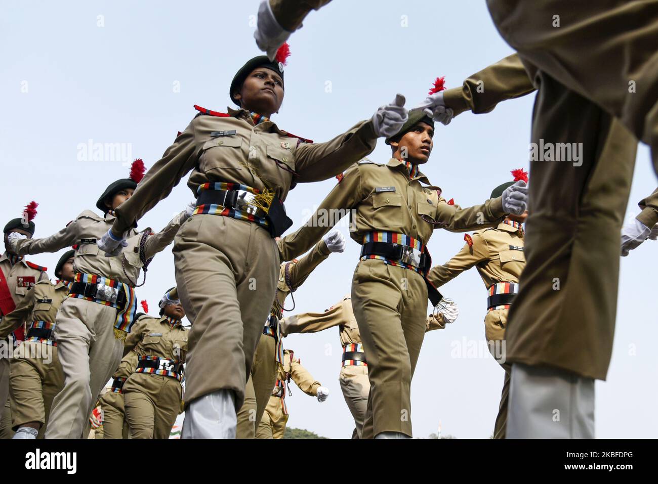 National Cadet Corps (NCC) contingent marches during the 71st Republic