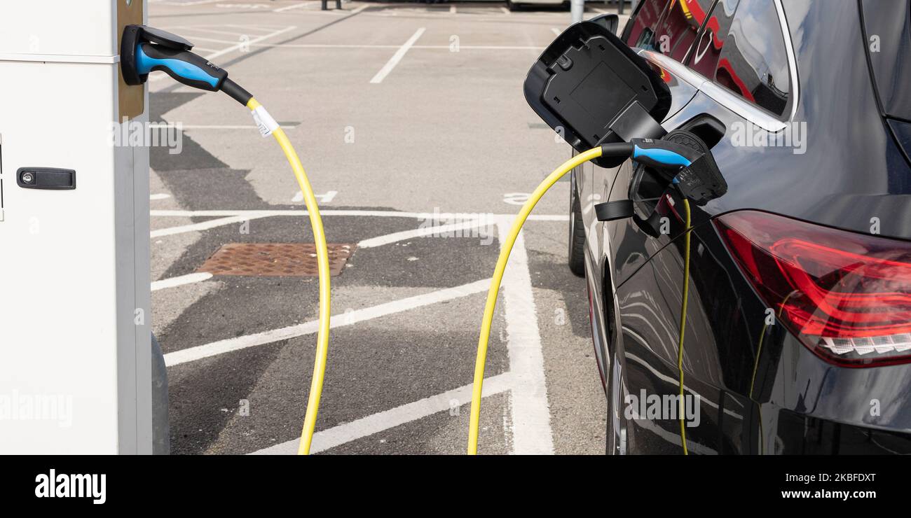 electric car charging in power station Stock Photo Alamy
