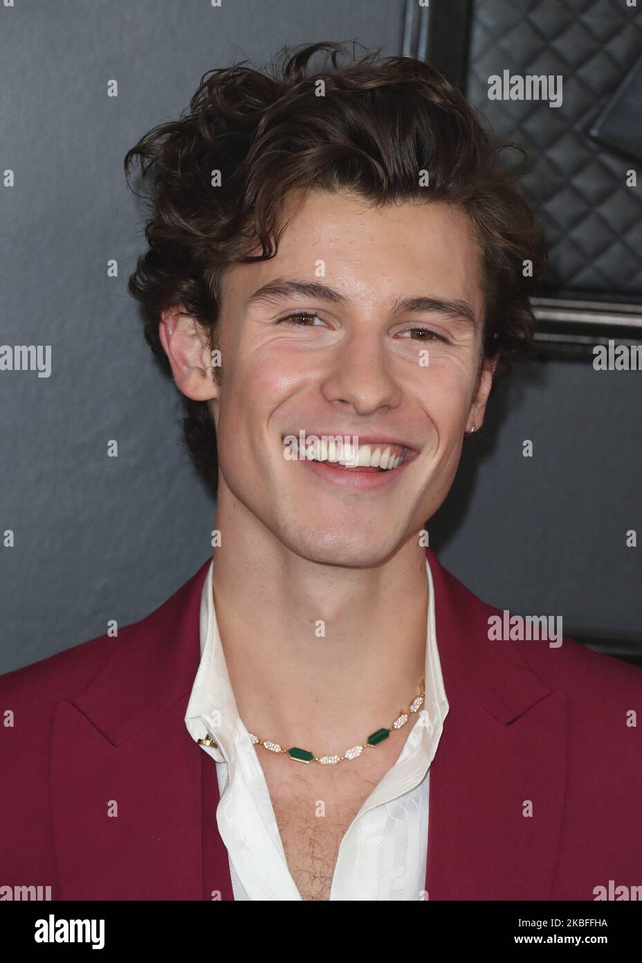 LOS ANGELES, CALIFORNIA, USA JANUARY 26 Singer Shawn Mendes wearing