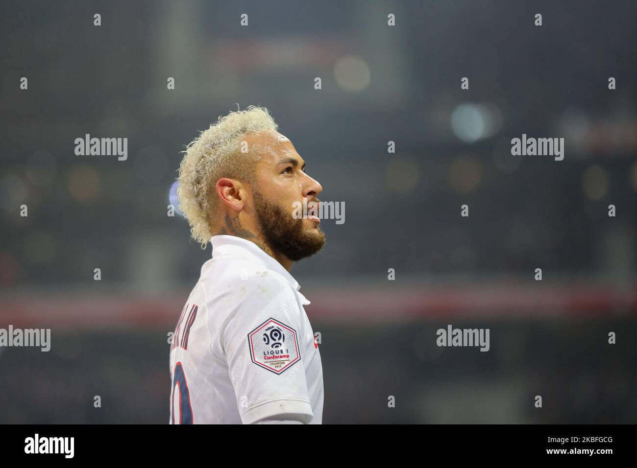 Junior NEYMAR during the French L1 football match between Lille (LOSC) and Paris Saint-Germain (PSG) at the Pierre-Mauroy Stadium in Villeneuve d'Ascq, near Lille, northern France, on January 26, 2020. (Photo by Thierry Thorel/NurPhoto) Stock Photo