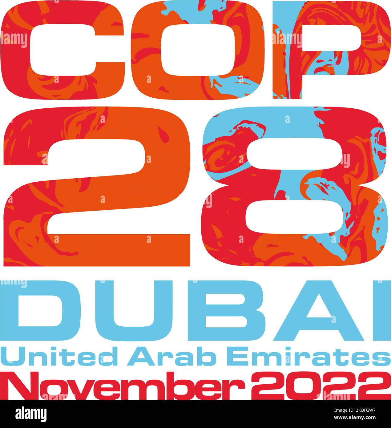 COP 28  Dubai UAE - 7-18 November 2022 vector illustration - Stop Global Warming Stock Vector