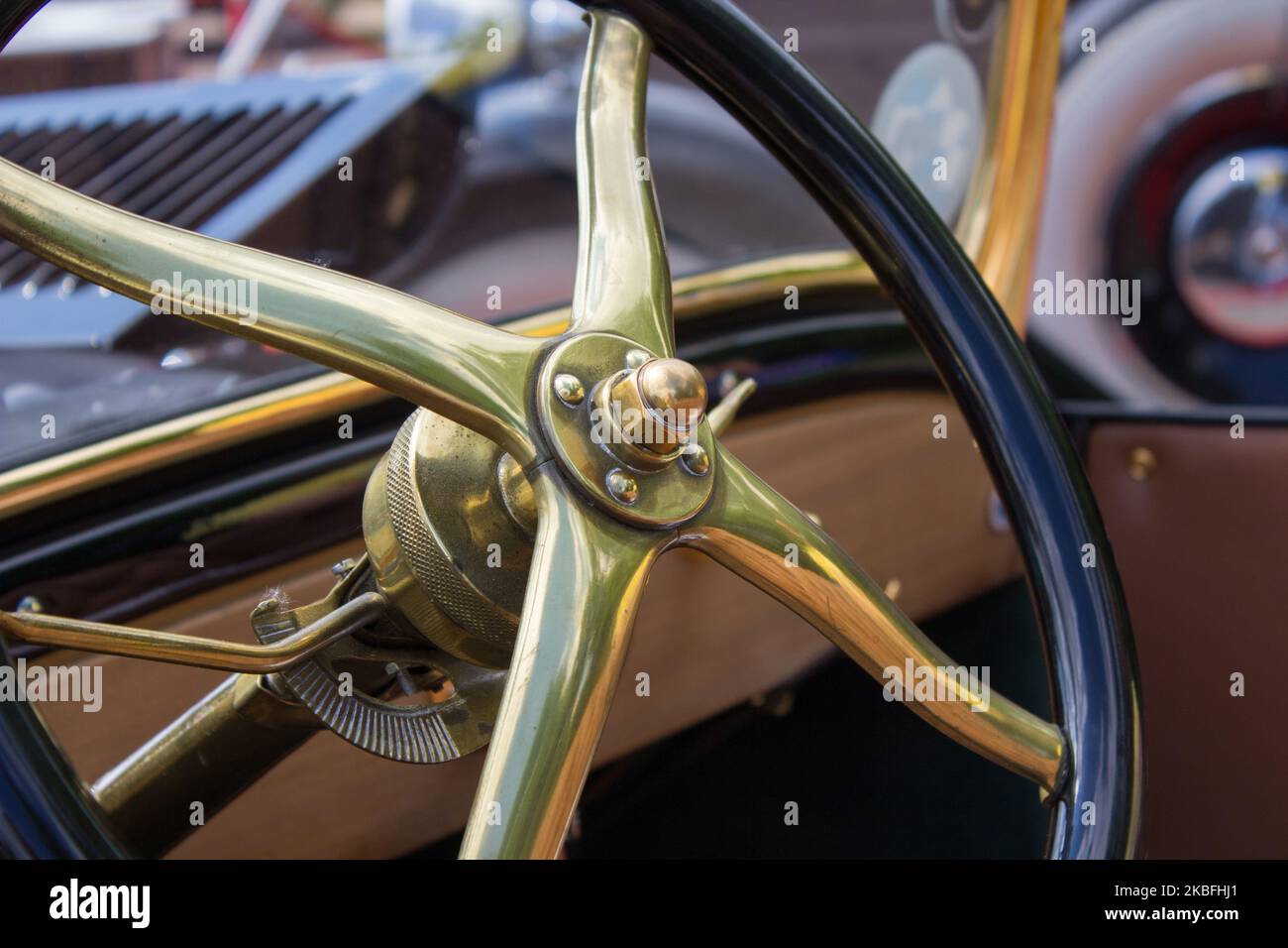 Oldtimer car steering wheel. Old Timer car steering wheel Stock Photo