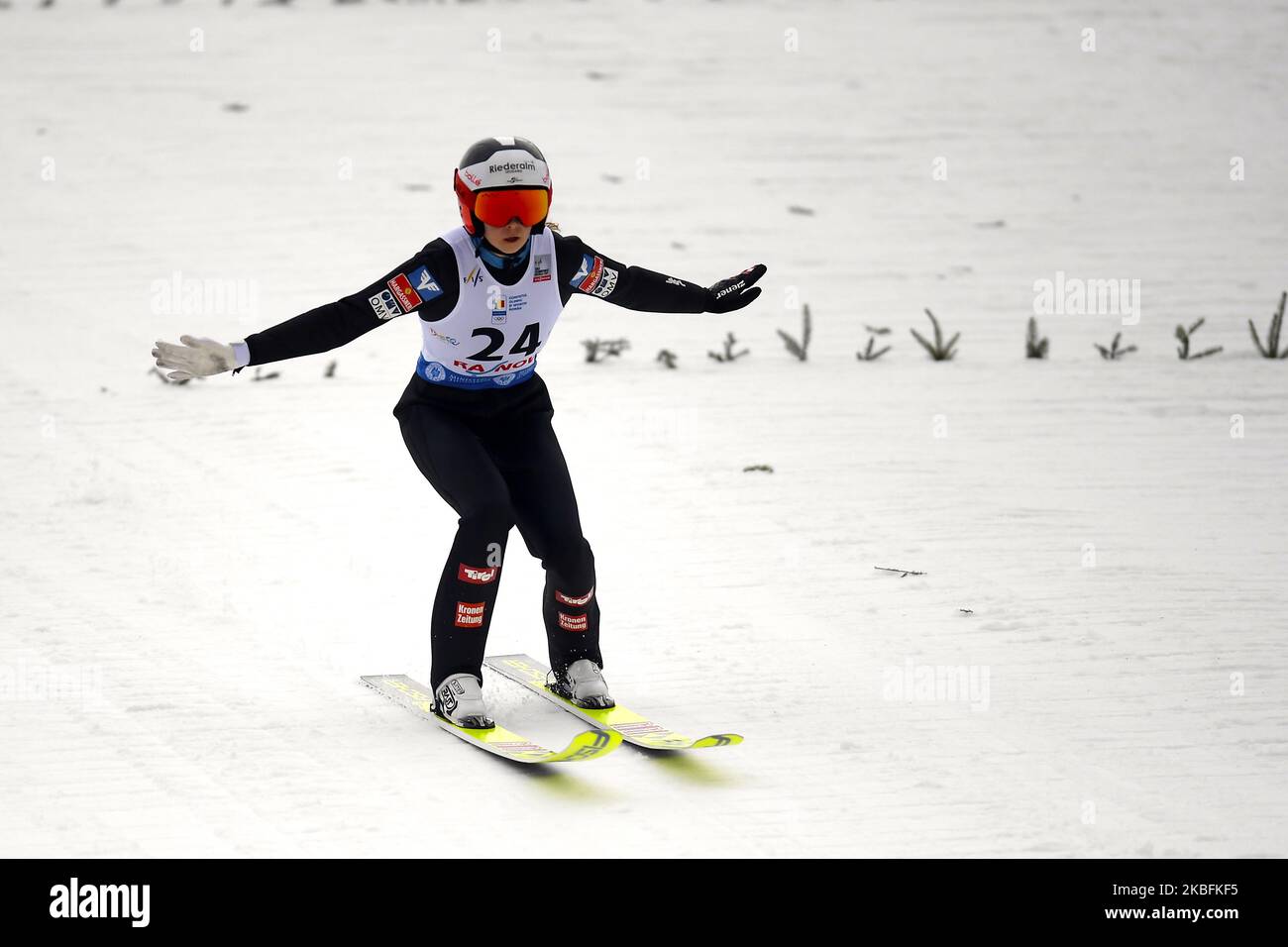 Lisa Eder of Austria in action during the FIS Ski Jumping Women's World Cup in Rasnov, Romania, 26 January 2020 (Photo by Alex Nicodim/NurPhoto) Stock Photo