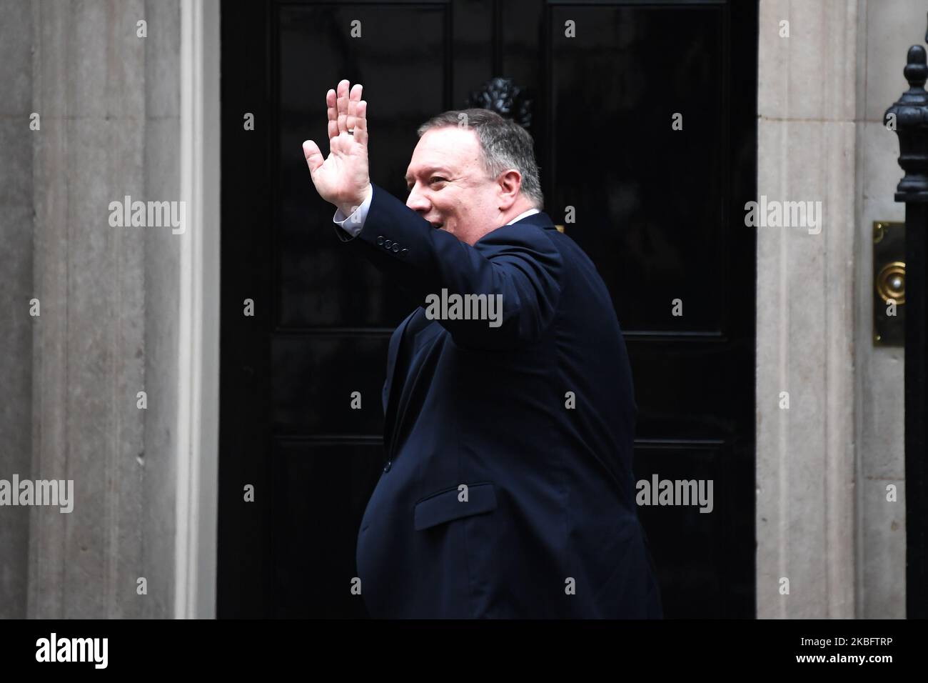 US Secretary of State Mike Pompeo arrives ahead of a meeting with British Prime Minister Boris Johnson at 10 Downing Street in London on January 30, 2020. (Photo by Alberto Pezzali/NurPhoto) Stock Photo
