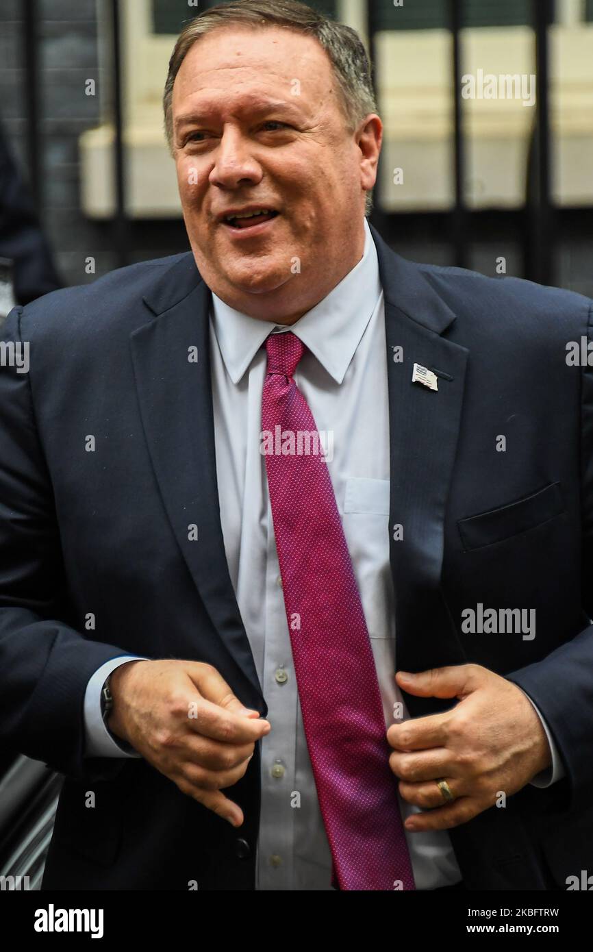 US Secretary of State Mike Pompeo arrives ahead of a meeting with British Prime Minister Boris Johnson at 10 Downing Street in London on January 30, 2020. (Photo by Alberto Pezzali/NurPhoto) Stock Photo