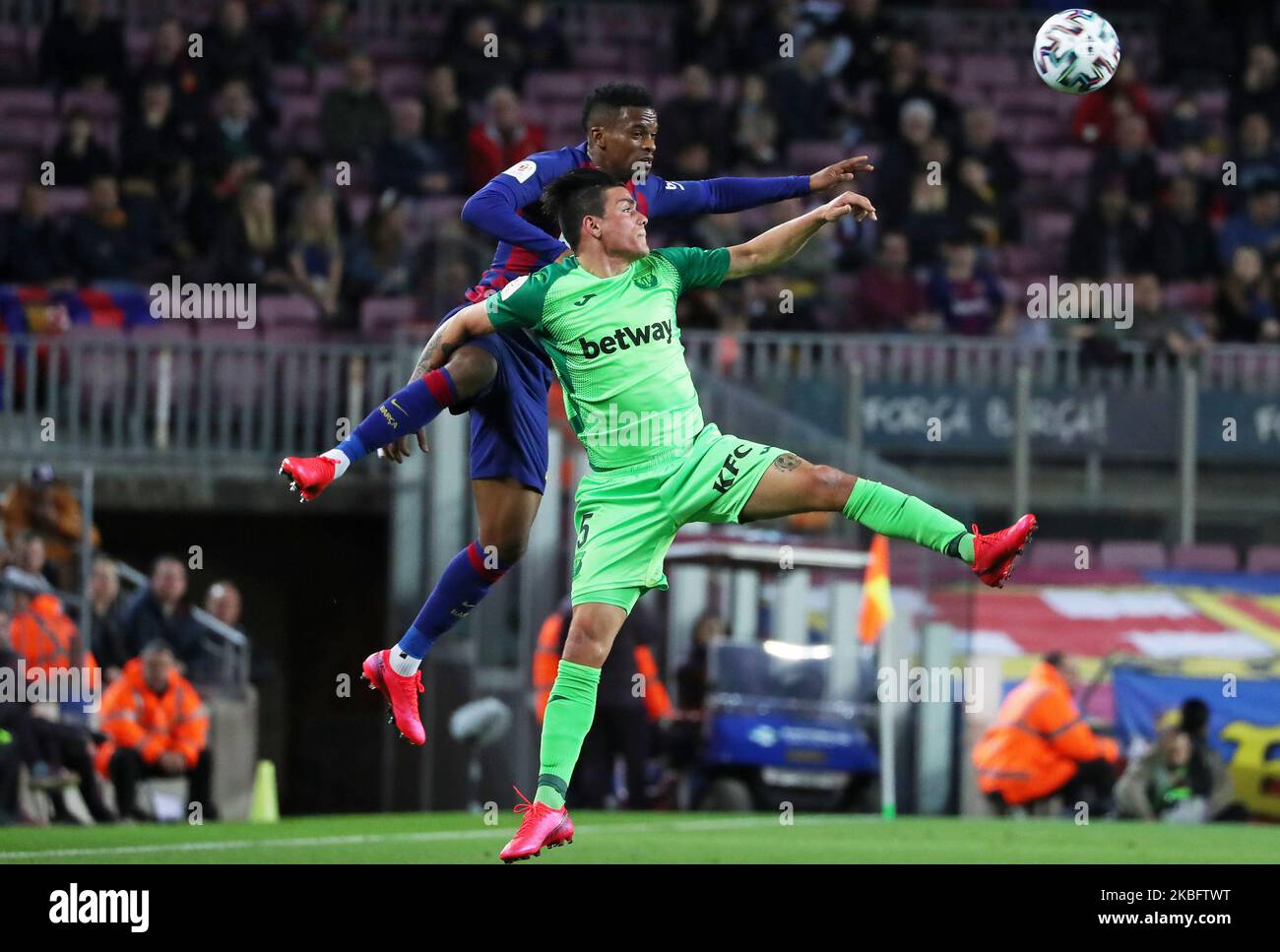 Jonathan Silva and Nelson Semedo during the match between FC Barcelona and CD Leganes, corresponding to the 1/8 final of the Copa del Rey, played at the Camp Nou Stadium on 30th January 2020, in Barcelona, Spain. (Photo by Joan Valls/Urbanandsport/NurPhoto) Stock Photo