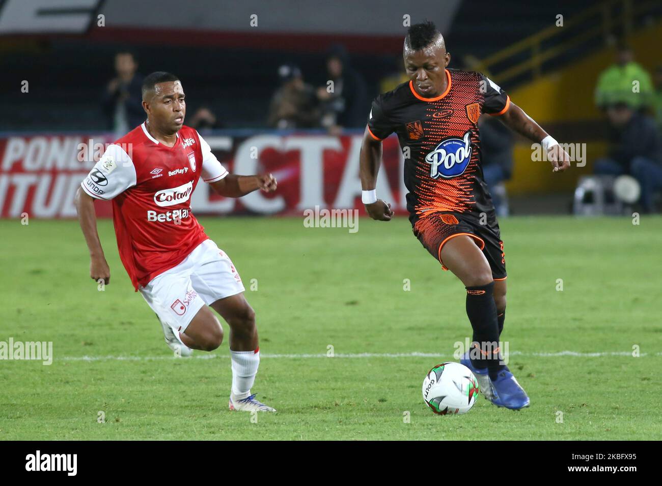 Jhoaho Rivelino Hinestroza of Envigado controls the ball during matchdate 2 of the BetPlay League DIMAYOR on 30 January 2020 in Bogota, Colombia (Photo by Daniel Garzon Herazo/NurPhoto) Stock Photo