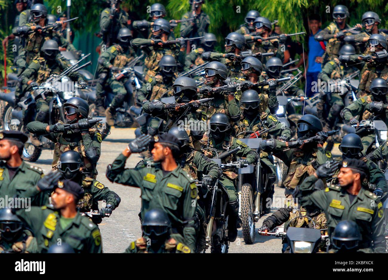 Sri Lankan Special Force combat riders are seen during a rehearsal ...