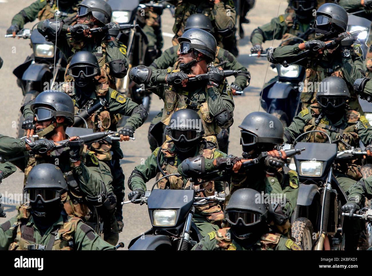 Sri Lankan Special Force combat riders are seen during a rehearsal ...