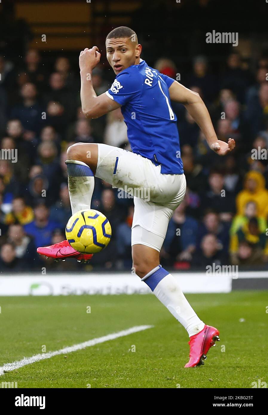 Everton's Richarlison during Premier League match between Watford and Everton on January 01 2020 at Vicarage Road Stadium, Watford, England. (Photo by Action Foto Sport/NurPhoto) Stock Photo