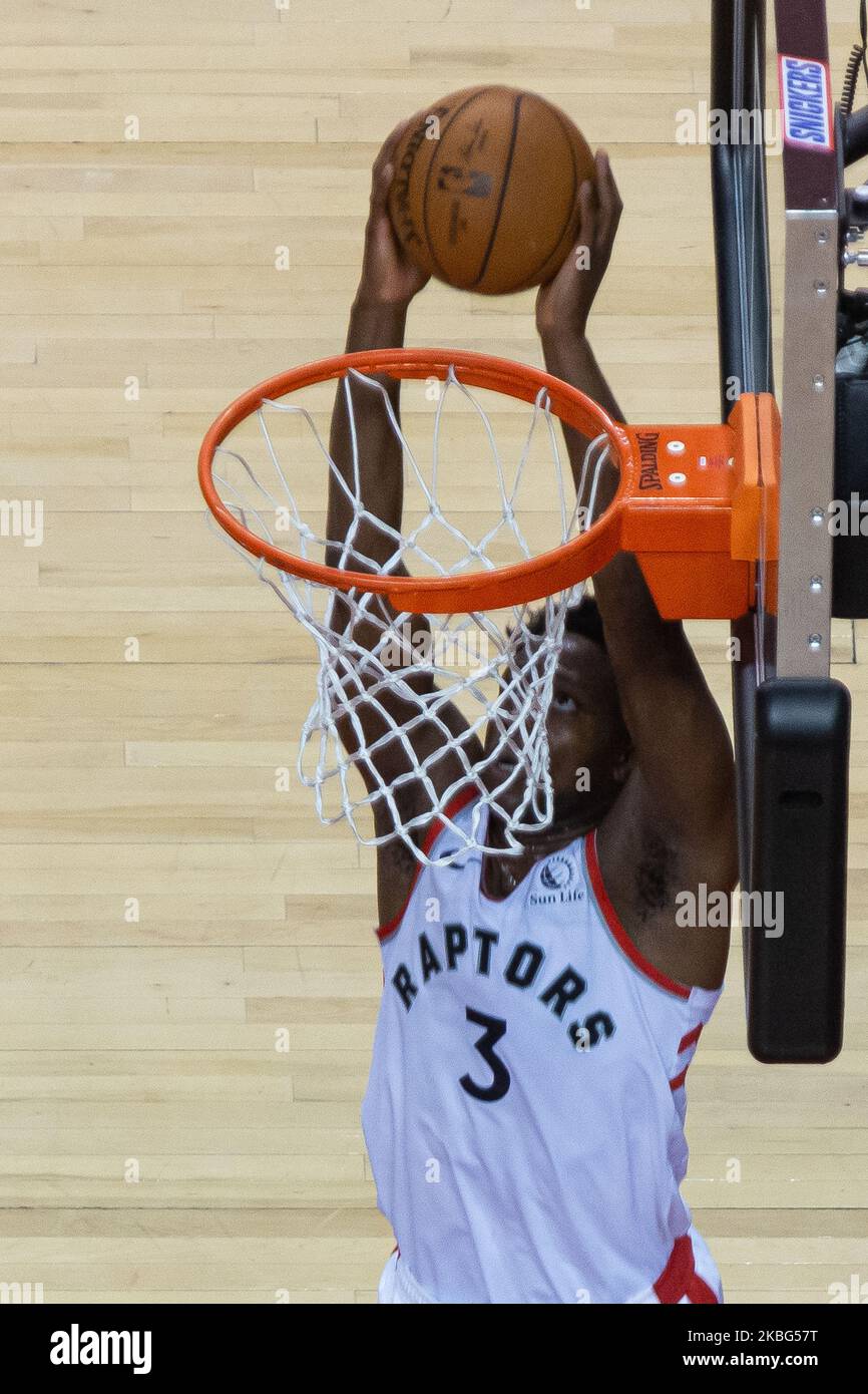 OG Anunoby #3 of the Toronto Raptors puts up a shot during the Toronto Raptors vs Chicago Bulls NBA regular season game at Scotiabank Arena on February 02, 2020 in Toronto, Canada (Toronto Raptors won 129-102) (Photo by Anatoliy Cherkasov/NurPhoto) Stock Photo