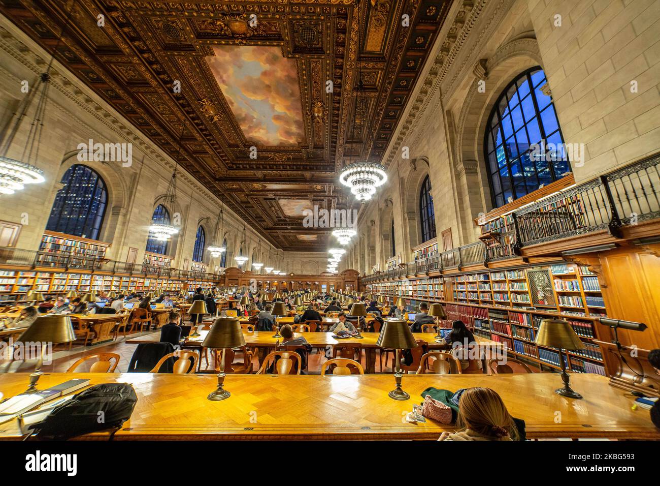 Inside the Rose Main Reading Room, the main reading room with side