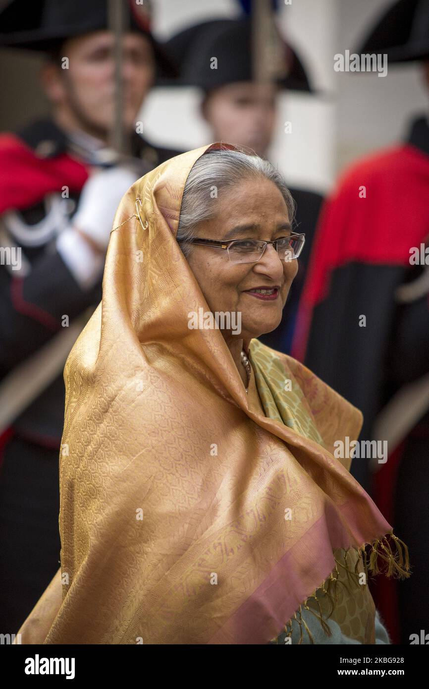 Sheikh Hasina Prime Minister of Bangladesh at Chigi Palace in Rome, Italy on February 5, 2020. (Photo by Christian Minelli/NurPhoto) Stock Photo