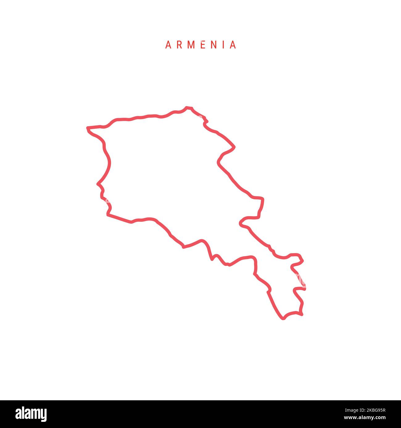 Armenia outline map. Armenian red border. Country name. illustration