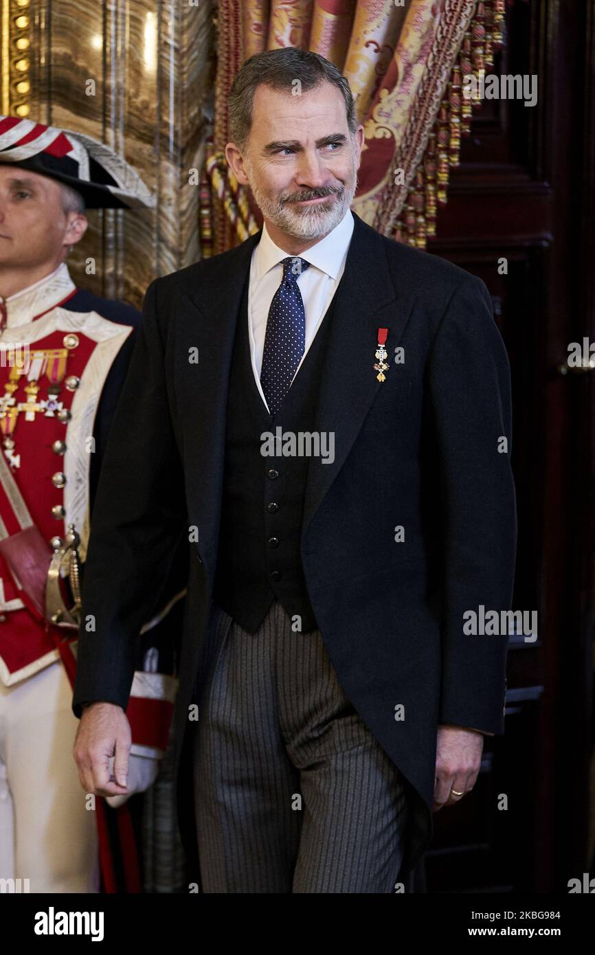 King Felipe VI of Spain attends to Diplomatic Corps reception at Royal Palace in Madrid, Spain. February 05, 2020. (Photo by A. Ware/NurPhoto) Stock Photo