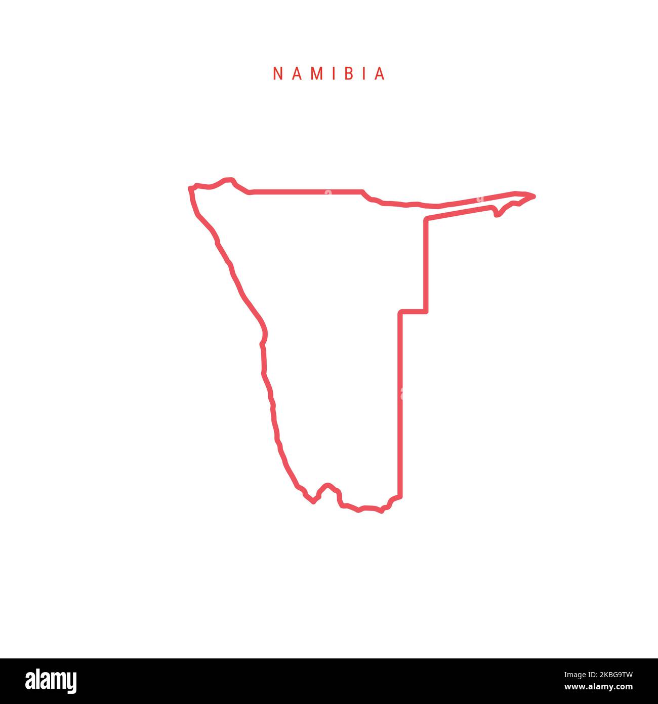 Namibia outline map. Namibian red border. Country name. illustration