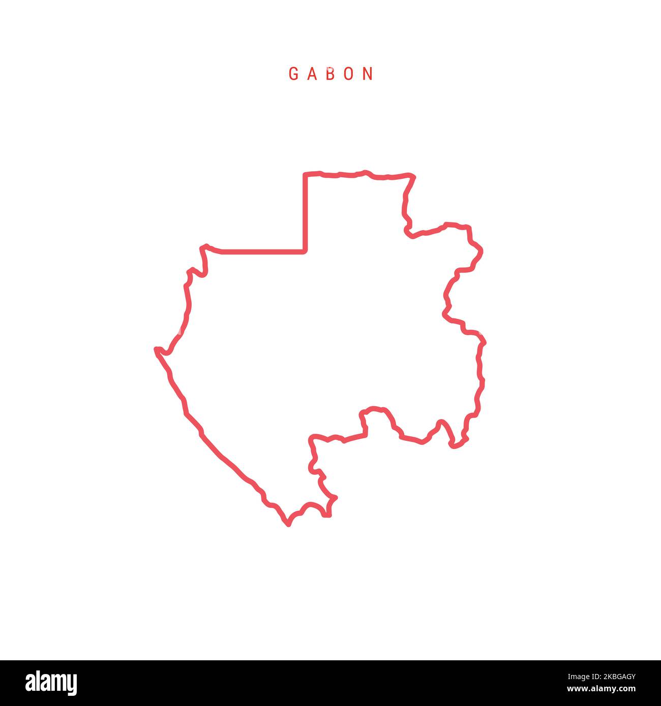 Gabon outline map. Gabonese red border. Country name. illustration