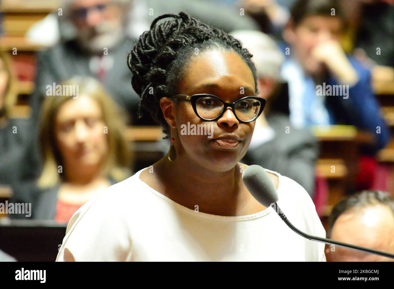Sibeth NDIAYE, government spokesperson speaks during the session of questions to the government at the Senate on February 05, 2020 in Paris, France. (Photo by Daniel Pier/NurPhoto) Stock Photo