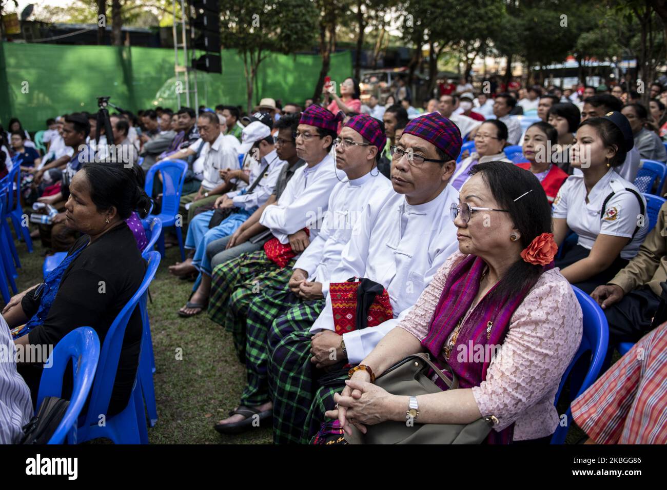 People attend a public meeting in Yangon on February 8, 2020. (Photo by Shwe Paw Mya Tin/NurPhoto) Stock Photo