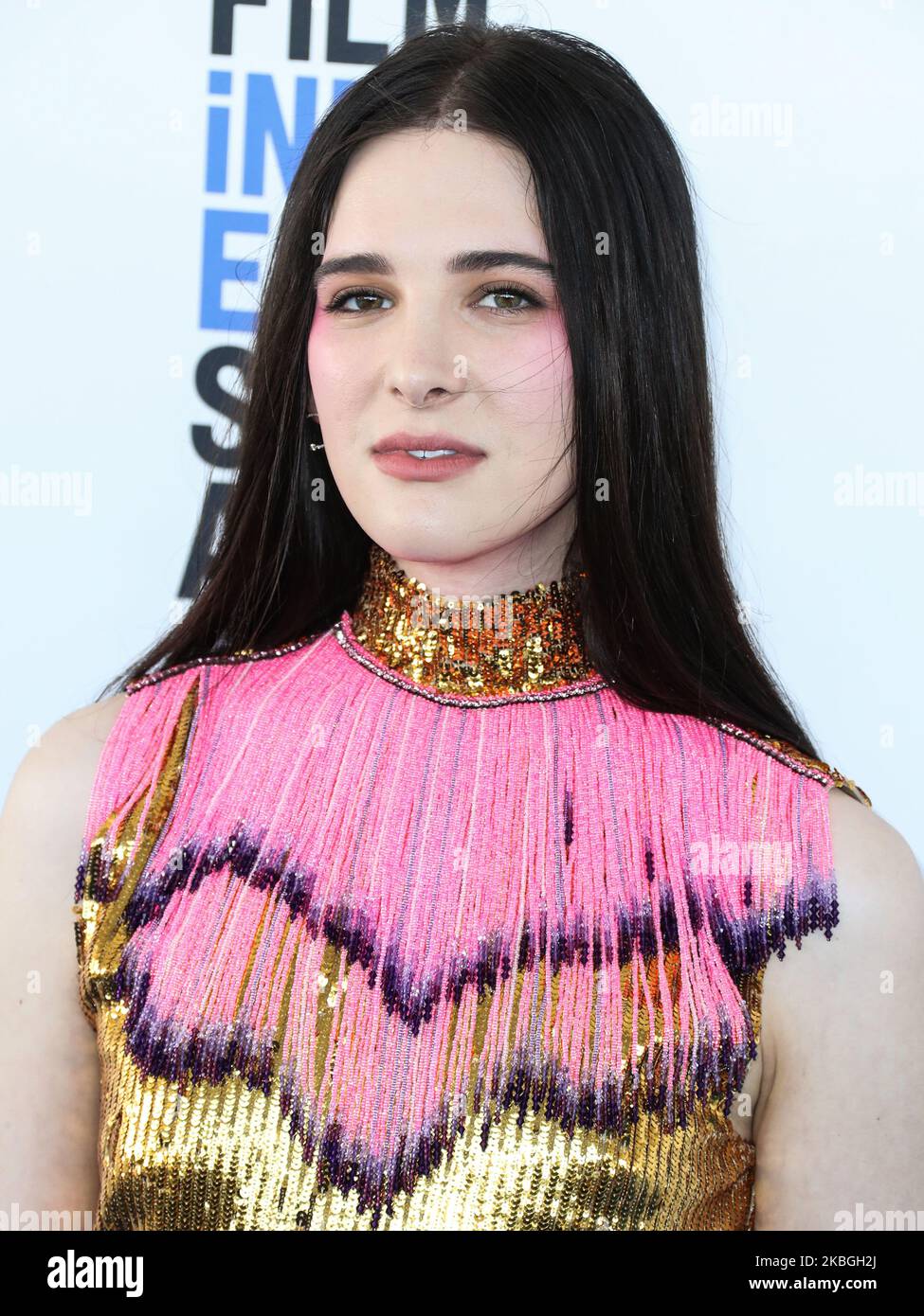 SANTA MONICA, LOS ANGELES, CALIFORNIA, USA - FEBRUARY 08: Hari Nef arrives at the 2020 Film Independent Spirit Awards held at the Santa Monica Beach on February 8, 2020 in Santa Monica, Los Angeles, California, United States. (Photo by Xavier Collin/Image Press Agency/NurPhoto) Stock Photo