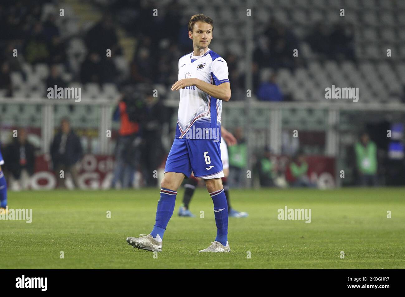 Genoa, Italy. 30 April 2022. Antonio Candreva of UC Sampdoria in action  during the Serie A football match between UC Sampdoria and Genoa CFC.  Credit: Nicolò Campo/Alamy Live News Stock Photo - Alamy