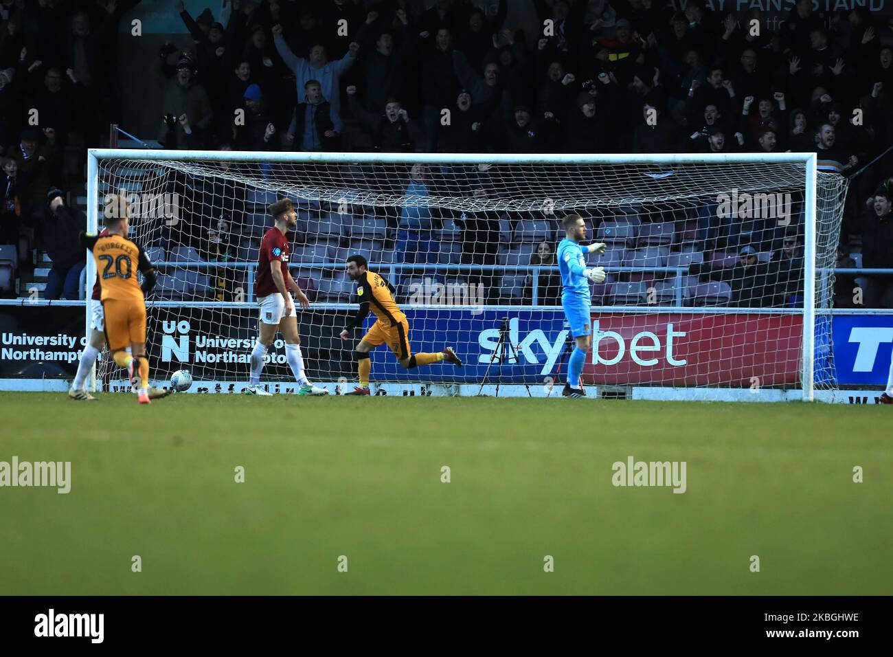 David Worrall of Port Vale scores his side first goal during the Sky Bet League 2 match between Northampton Town and Port Vale at the PTS Academy Stadium, Northampton on Saturday 8th February 2020. (Photo Leila Coker/MI News/NurPhoto) Stock Photo