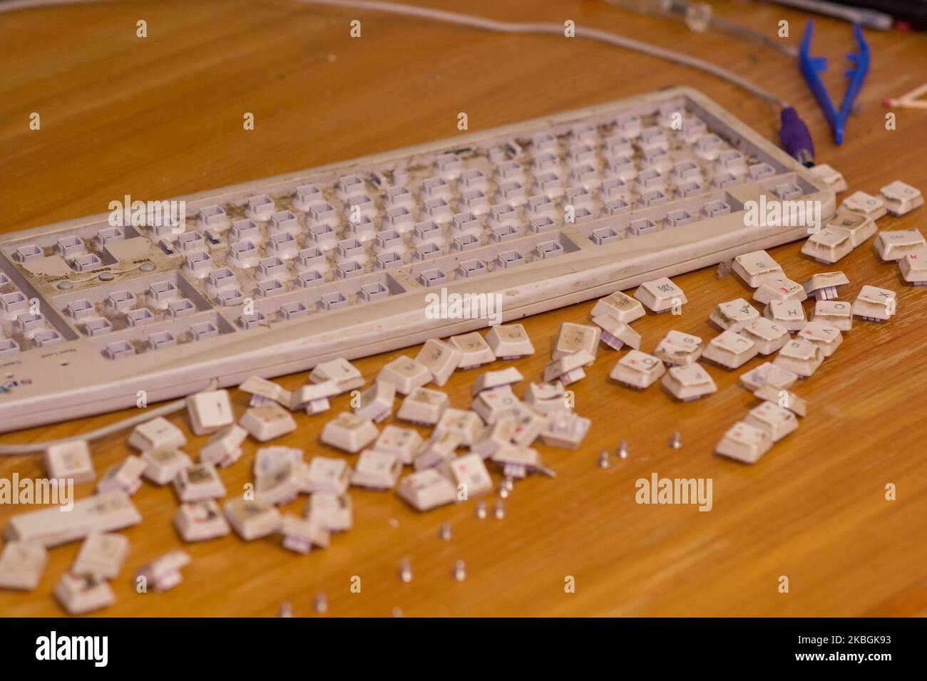 repair the old keyboard in a disassembled state Stock Photo Alamy