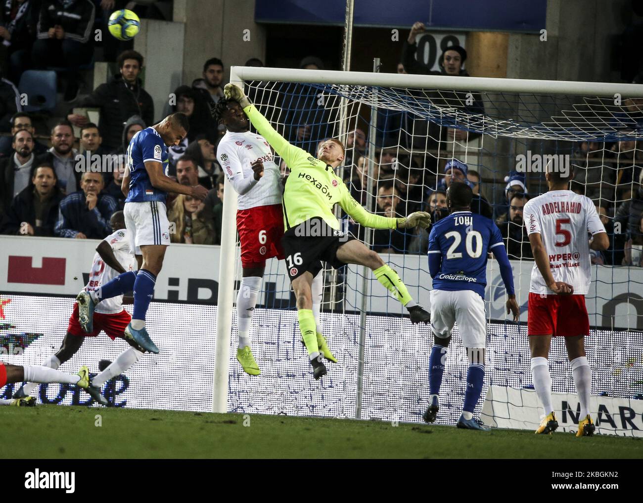 Lemaitre Nicolas, during the French L1 football match between Strasbourg (RCSA) and Reims (SR), on February 9 , 2020 at the Meinau stadium (Photo by Elyxandro Cegarra/NurPhoto) Stock Photo