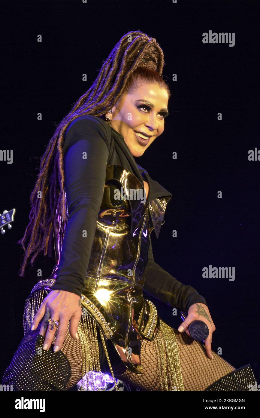 Alejandra Guzman, 52, performing on stage in concert during her La Guzman Tour at Mexico City Arena on February 8, 2020 in Mexico City, Mexico (Photo by Eyepix/NurPhoto) Stock Photo