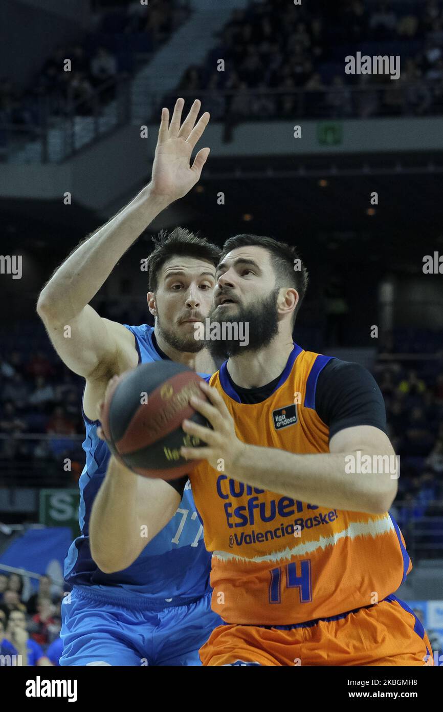 Bojan Dubljevic of Valencia Basket during the Spanish League, Liga ACB, basketball match, Regular Season, played between Movistar Estudiantes and Valencia Basket at Wizink Center on February 9, 2020 in Madrid, Spain. (Photo by Oscar Gonzalez/NurPhoto) Stock Photo