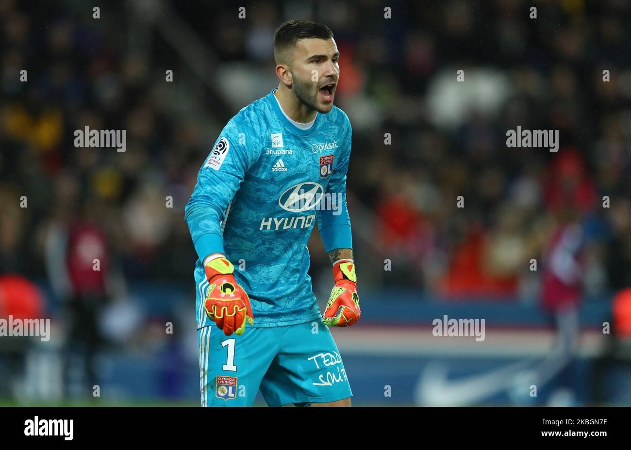 Anthony Lopes of OL during the football Ligue 1 Conforama match Paris Saint-Germain v Olympique Lyonnais at the Parc des Princes in Paris, France on February 9, 2020 (Photo by Matteo Ciambelli/NurPhoto) Stock Photo