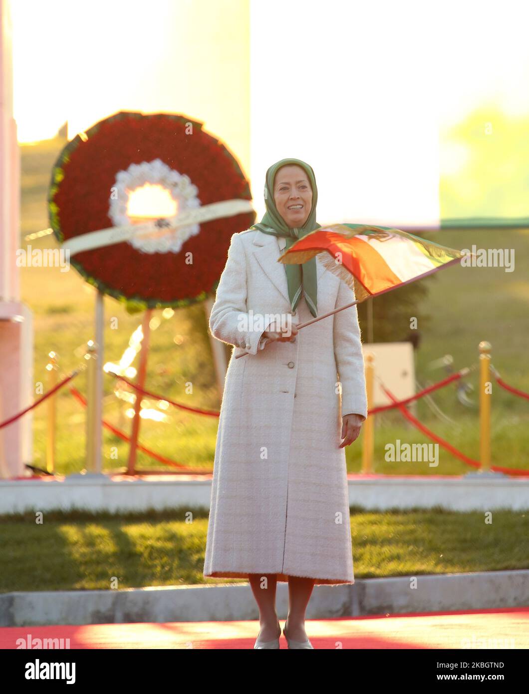 Maryam Rajavi, Ashraf-3, Albania 09/02/2020- Maryam Rajavi, the President-elect of the National Council of Resistance of Iran (NCRI) attend the ceremony of the members of the People Mojahedin Organization of Iran (PMOI/MEK) at Ashraf-3 in Albania on Sunday, February 9, 2020, marking the anniversary of the 1979 anti-monarchic revolution in Iran. (Photo by Siavosh Hosseini/NurPhoto) Stock Photo