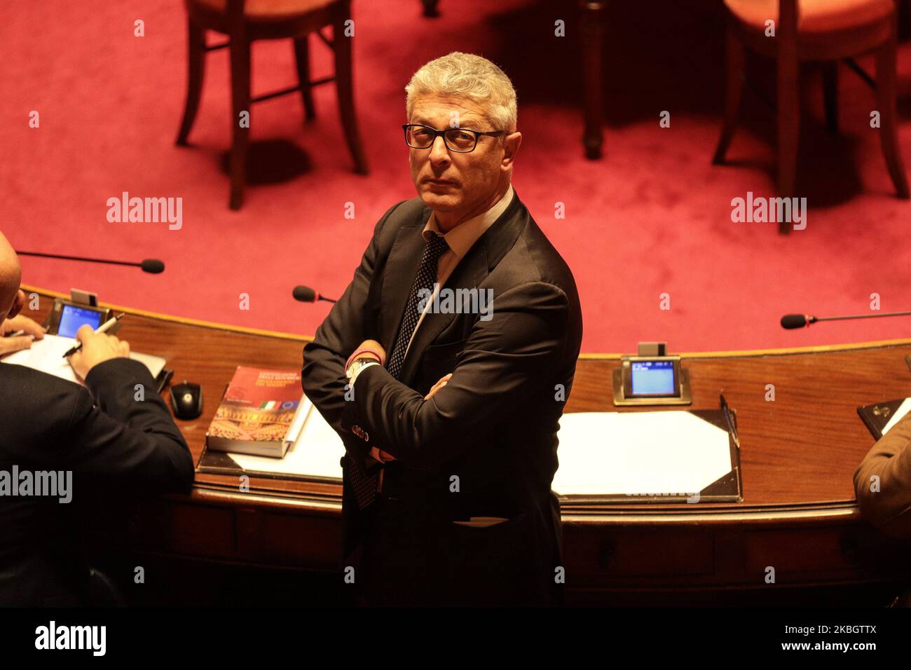 Senator Nicola Morra in the Senate Chamber in the Senate Chamber, in Rome, Italy, on February 12, 2020. (Photo by Andrea Pirri/NurPhoto) Stock Photo