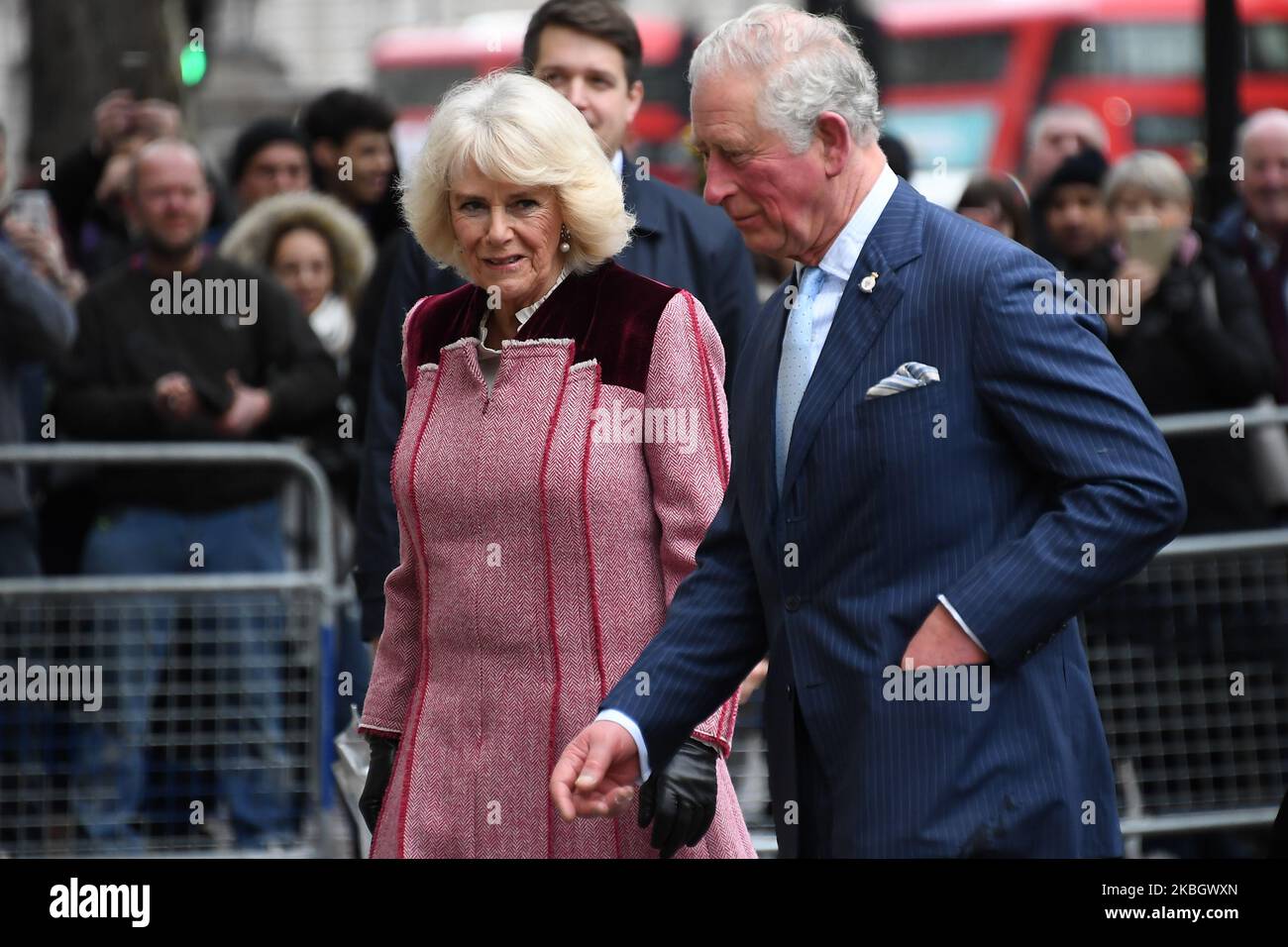 Britain’s Prince Charles, Prince of Wales and Camilla, Duchess of Cornwall arrive at Cabinet Office, London on February 13, 2020. (Photo by Alberto Pezzali/NurPhoto) Stock Photo