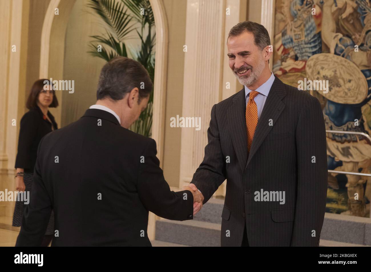 His Majesty King Felipe Vi of Spain at the Audience to the Council of the Delegation of the Greatness of Spain and Kingdom Titles, Madrid, Spain (Photo by Antonio Navia/NurPhoto) Stock Photo