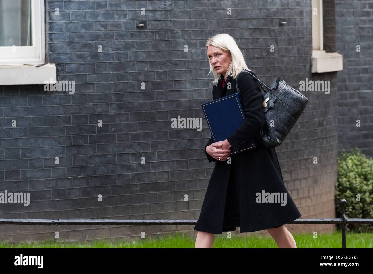 Conservative Party Chairwoman and Minister without Portfolio Amanda Milling arrives in Downing Street in central London to attend a first cabinet meeting after reshuffle on 14 February, 2020 in London, England. Yesterday, Prime Minister Boris Johnson conducted a reshuffle of his government following Britain's departure from the EU. (Photo by WIktor Szymanowicz/NurPhoto) Stock Photo