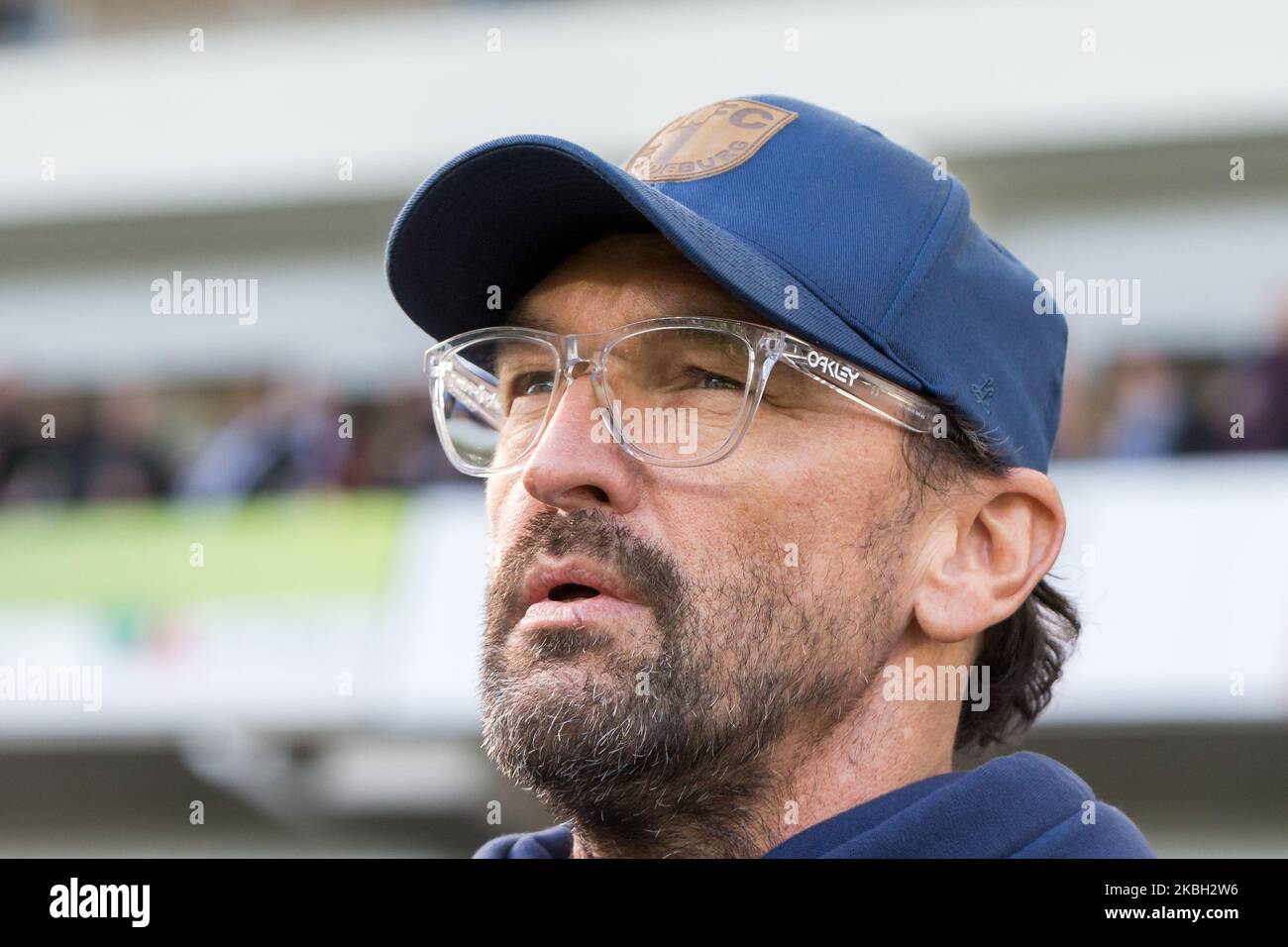 Claus-Dieter Wollitz, head coach of Magdeburg looks on prior to the 3. Bundesliga match between 1. FC Magdeburg and Chemnitzer FC at the MDCC-Arena on February 15, 2020 in Magdeburg, Germany. (Photo by Peter Niedung/NurPhoto) Stock Photo