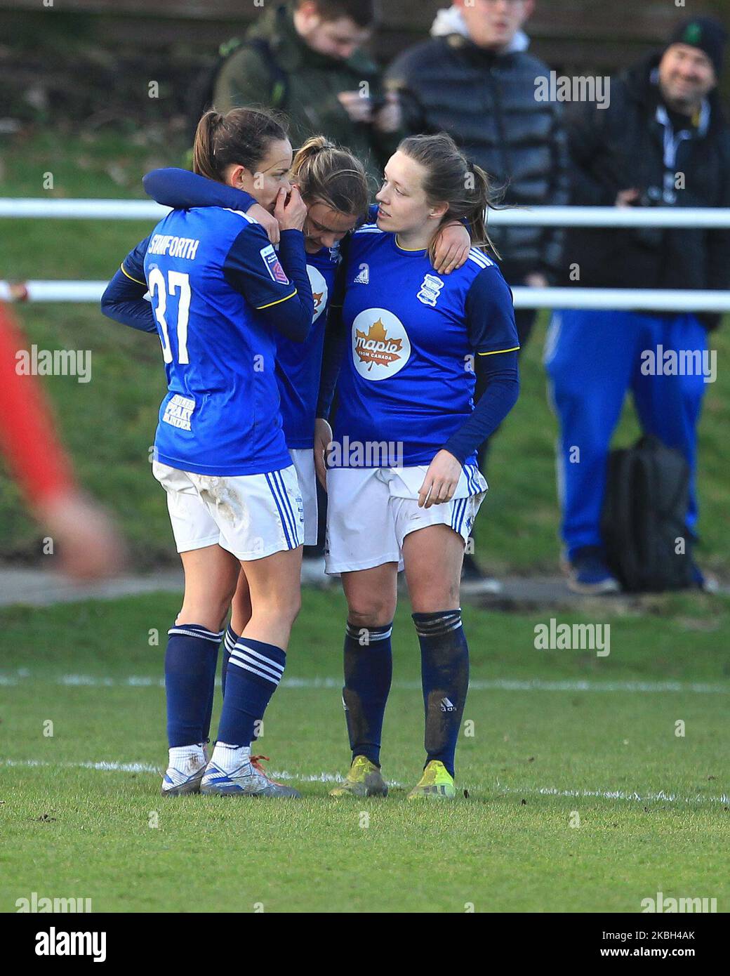 Lucy Staniforth of Birmingham City celebrates after scoring their only goal from a free kick during the SSE Women's FA Cup Fifth Round match between Sunderland Ladies and Birmingham City Women at Eppleton Colliery Welfare, Hetton le Hole on Sunday 16th February 2020. (Photo by Mark Fletcher/MI News/NurPhoto) Stock Photo