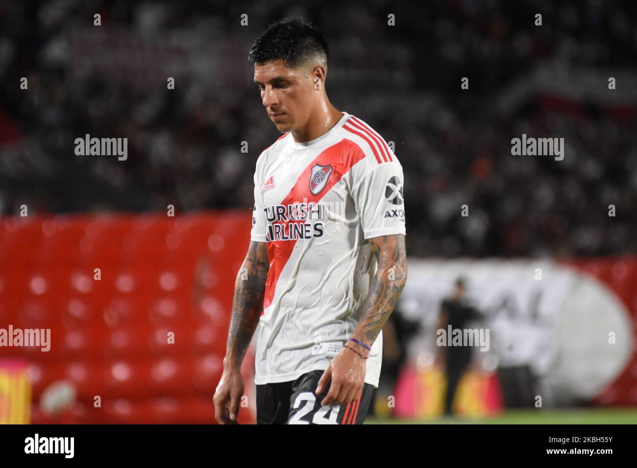 E. Perez of River Plate during a match between River Plate and Banfield as part of Superliga 2019/20 at Antonio Vespucio Liberti Stadium on February 16, 2020 in Buenos Aires, Argentina. (Photo by Gisela Romio/NurPhoto) Stock Photo