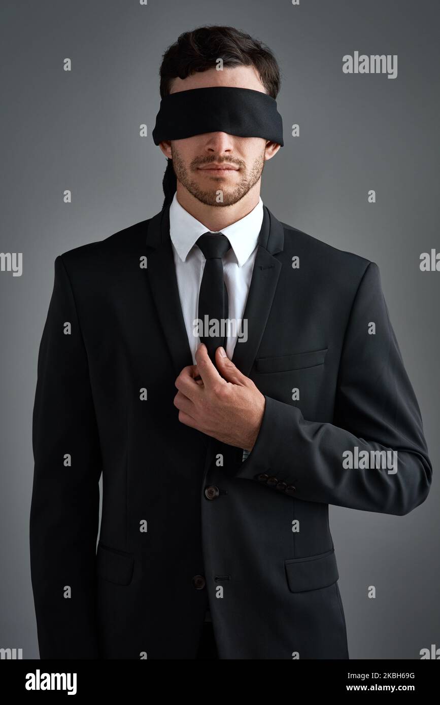 Young Woman Wearing Black Blindfold Isolated On Grey Stock Photo, Picture  and Royalty Free Image. Image 114818746.