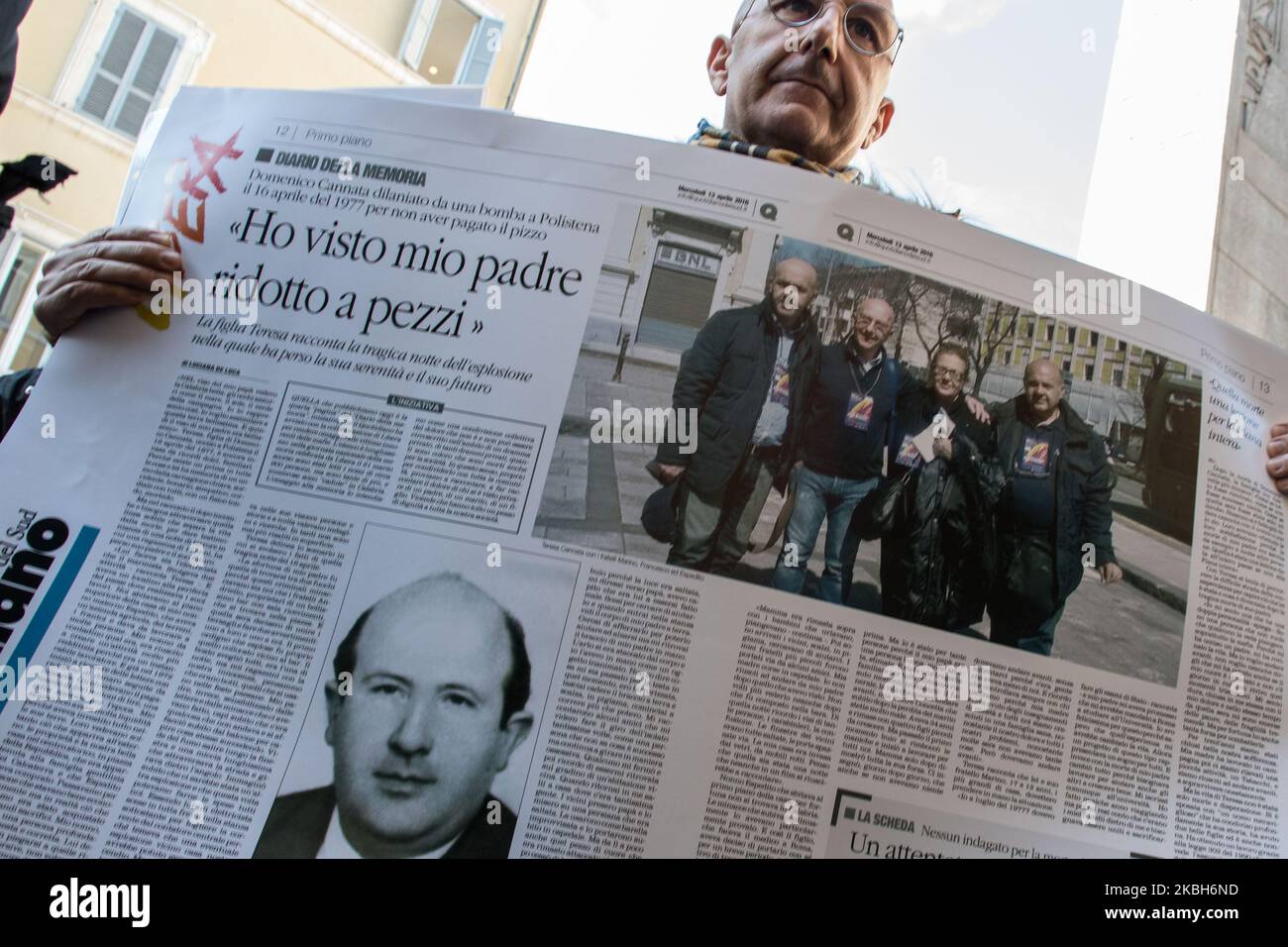 Sit-in in Piazza Montecitorio of ''Libera'' and other associations to ask for truth, justice and rights for the innocent victims of the mafia, in Rome, Italy, on February 18, 2020. (Photo by Andrea Ronchini/NurPhoto) Stock Photo