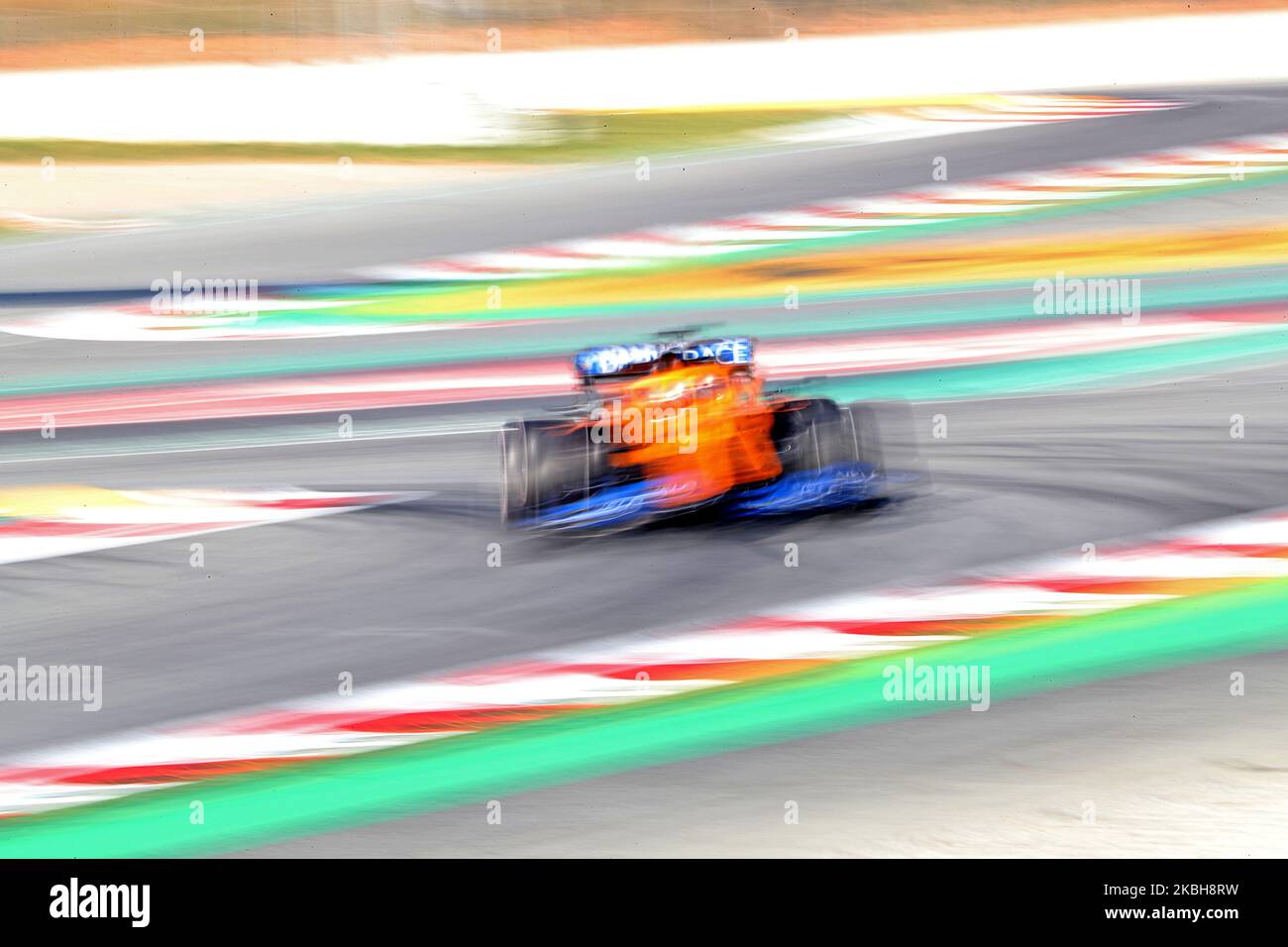 Carlos Sainz and the McLaren MCL 35 during the day 1 of the formula 1 testing, on 19 February 2020, in Barcelona, Spain. -- (Photo by Urbanandsport/NurPhoto) Stock Photo