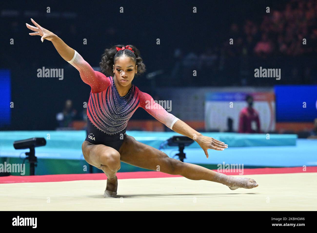 Liverpool, England, November 03, 2022, Shilese Jones (USA) floor during the Gymnastics Artistic