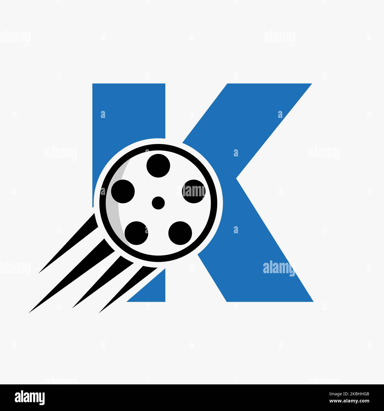 Letter K Film Logo Concept With Film Reel For Media Sign, Movie Director Symbol Vector Template Stock Vector