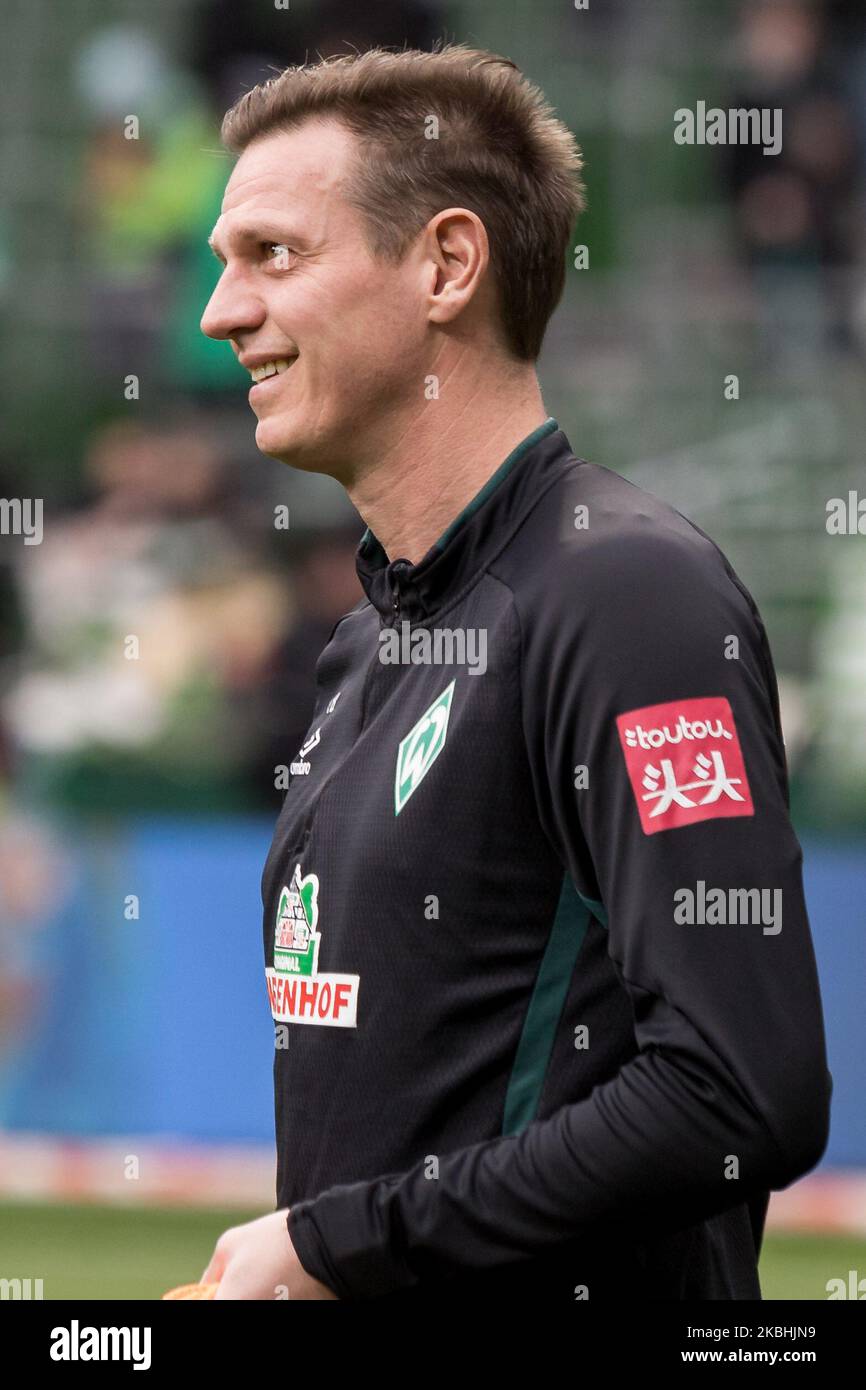 Tim Borowski, co trainer of Bremen gestures prior to the 1. Bundesliga match SV Werder Bremen v Borussia Dortmund in Bremen, Germany, on February 22, 2020. (Photo by Peter Niedung/NurPhoto) Stock Photo